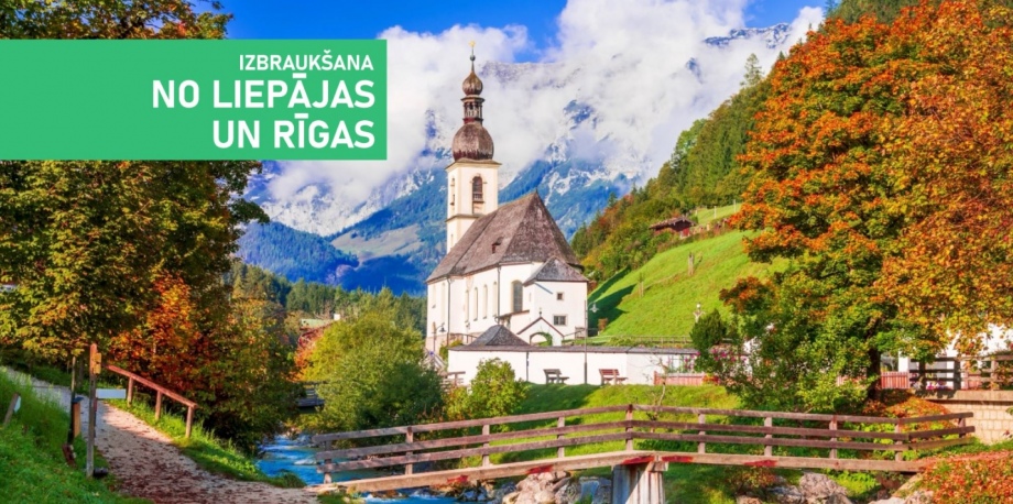 Pazust kalnos Austrijā zelta rudenī